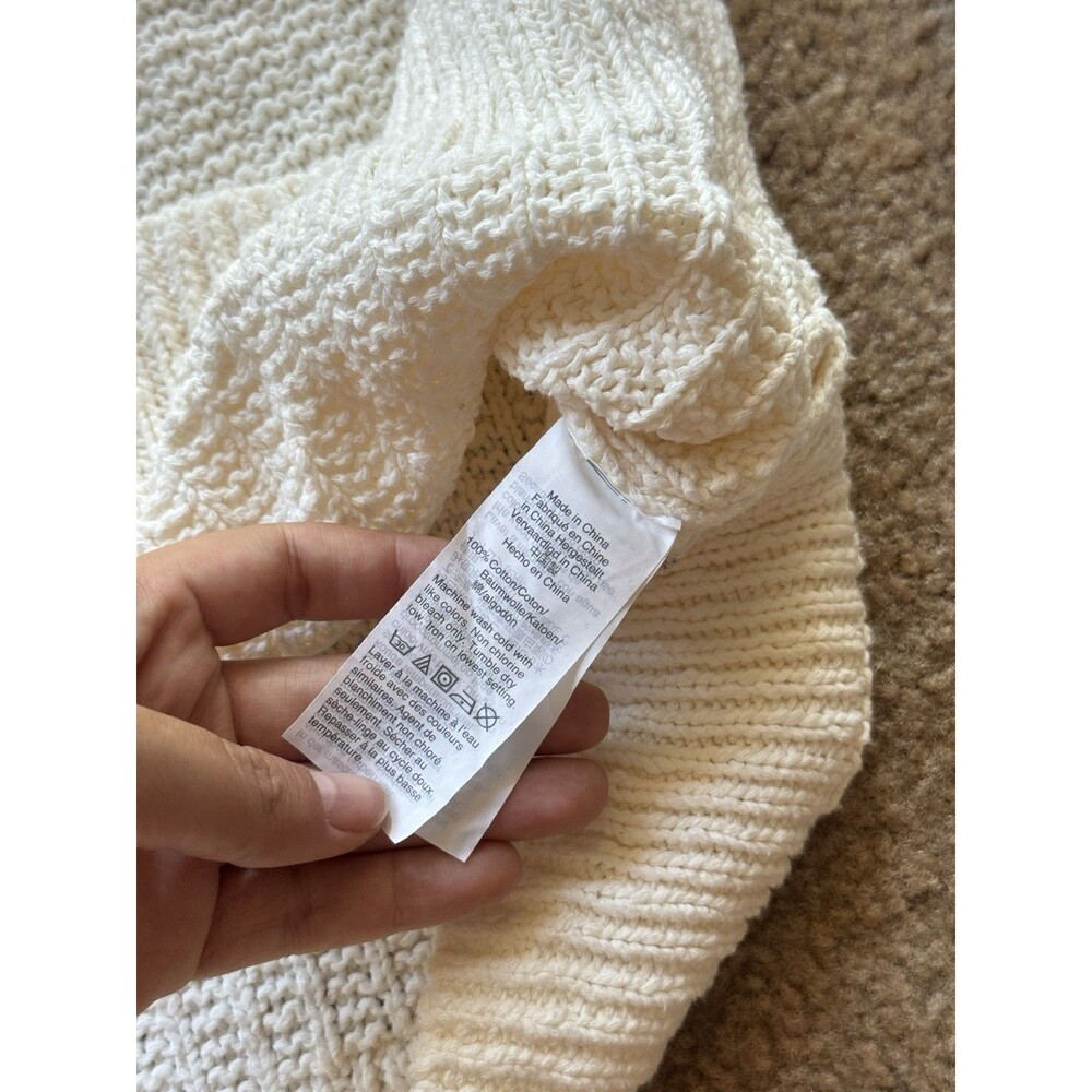 Madewell womens size S 100% cotton Bobble pullover cream balloon sleeve sweater - Picture 5 of 6